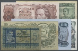 Austria / Österreich: Set Of 44 Banknotes From 1927-1984 Including 5 Schilling 1927, Notes From The Allied Military - Austria