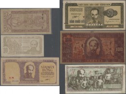 Vietnam: Set Of 18 Banknotes Containing 5 Dong ND(1947) P. 10 (F+), 10 Dong ND(1948) P. 14 (F), 50 Dong ND(1949) P. 24 ( - Vietnam