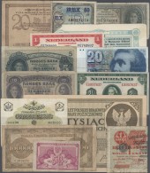 Alle Welt: Small Lot With 87 Banknotes From All Over The World, With A Few Better Items Like Poland 1 Grosz (left Half), - Autres & Non Classés