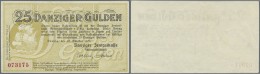 Deutschland - Nebengebiete Deutsches Reich: Danzig: 25 Gulden 1923 Ro.821, Umlaufnote, Mit Mittelfalte, Leichtem Handlin - Sonstige & Ohne Zuordnung