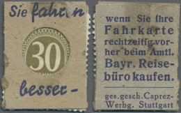 Deutschland - Briefmarkennotgeld: München, Bayr. Reisebüro, 30 Pf. Ziffer Kontrollrat (ca. 1947), Einheitsausg - Autres & Non Classés