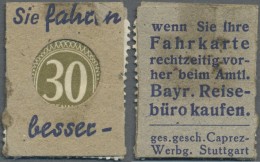 Deutschland - Briefmarkennotgeld: München, Bayr. Reisebüro, 30 Pf. Ziffer Kontrollrat (ca. 1947), Einheitsausg - Lokale Ausgaben