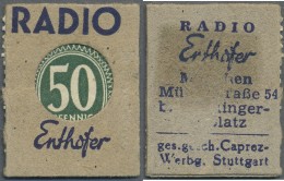 Deutschland - Briefmarkennotgeld: München, Radio Enthofer, 50 Pf. Ziffer Kontrollrat (ca. 1947), Einheitsausgabe De - Télécom