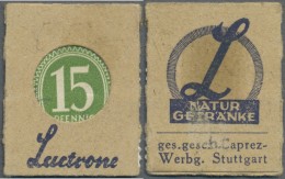 Deutschland - Briefmarkennotgeld: Nürnberg, Lactrone Natur-Getränke, 15 Pf. Ziffer Kontrollrat Grün (ca. - [11] Local Banknote Issues