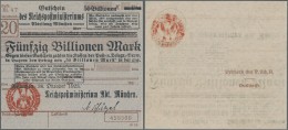 Deutschland - Reichsbahn / Reichspost: München, Oberpostdirektion, 50 Billionen Mark, 26.10.1923 (roter Hochdruckst - Autres & Non Classés