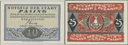 Deutschland - Notgeld - Bayern: Pasing, Stadt, 10, 25, 50 Pf., 1, 2 Mark, O. D. - 15.9.1921, Erh. I, Total 5 Scheine - Lokale Ausgaben