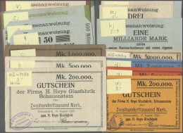 Deutschland - Notgeld - Niedersachsen: Schauenstein, H. Heye Glasfabrik, 200, 500 Tsd., 1 Mio. (2, Papier Weiß Bzw - [11] Local Banknote Issues