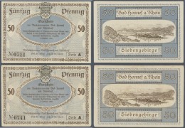 Deutschland - Notgeld - Rheinland: Honnef, Verkehrsvereine Bad Honnef Und Rhöndorf, 50 Pf., 1.10.1921, 2 Scheine, E - [11] Emissions Locales