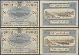 Deutschland - Notgeld - Rheinland: Honnef, Verkehrsvereine Bad Honnef Und Rhöndorf, 50 Pf., 1.10.1921, 2 Scheine, E - [11] Local Banknote Issues