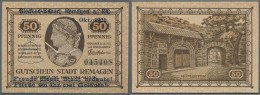 Deutschland - Notgeld - Rheinland: Remagen, Glocken-Bazar, 50 Pf., 9.10.1921, Mit Aufdruck "Freude Dieser Stadt Bedeute - Lokale Ausgaben
