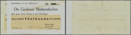 Deutschland - Notgeld - Sachsen: Markneukirchen, Plauener Bank, 500, 1000 Mark, 5.10.1923, Schecks Auf Girokasse, Erh. I - Lokale Ausgaben