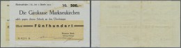 Deutschland - Notgeld - Sachsen: Markneukirchen, Plauener Bank, 500, 1000 Mark, 5.10.1923, Schecks Auf Girokasse, Erh. I - [11] Local Banknote Issues