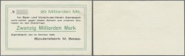 Deutschland - Notgeld - Württemberg: Alpirsbach, Bijouteriefabrik M. Beisse, 20 Mrd. Mark, 12.10.1923, Ohne KN Und - [11] Emissions Locales