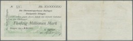 Deutschland - Notgeld - Württemberg: Ebingen, G. Hartner, 50 Mio. Mark, 5.10.1923 (Tag Und Monat Gestempelt), Schec - [11] Emissions Locales