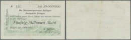 Deutschland - Notgeld - Württemberg: Ebingen, G. Hartner, 50 Mio. Mark, 5.10.1923 (Tag Und Monat Gestempelt), Schec - [11] Local Banknote Issues