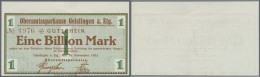 Deutschland - Notgeld - Württemberg: Geislingen, Oberamtssparkasse, 1 Billion Mark, 20.10.1923, Druckfirma "MAURER' - Lokale Ausgaben