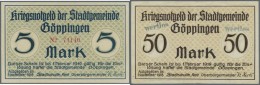 Deutschland - Notgeld - Württemberg: Göppingen, Stadt, 5 Mark, Unentwertet, Erh. I; 10 Mark, Perforationsentwe - [11] Local Banknote Issues