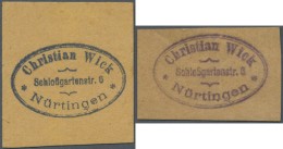 Deutschland - Notgeld - Württemberg: Nürtingen, Christian Wick, Milchsammelstelle, 2 Scheine, O. D. (1919/20), - Lokale Ausgaben