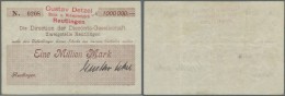 Deutschland - Notgeld - Württemberg: Reutlingen, Gustav Detzel, 1 Mio. Mark, O. D., Scheck Auf Disconto-Gesellschaf - Lokale Ausgaben
