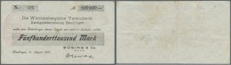 Deutschland - Notgeld - Württemberg: Reutlingen, Büsing & Co., 500 Tsd. Mark, 18.8.1923, Scheck Auf W&uuml - Lokale Ausgaben