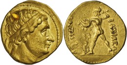 Baktrien: Diodotus I. Ca. 255-235 V. Chr.: Gold-Stater Mit Titel Antiochos II; 8,31 G; Prüfeinhieb Auf Dem Avers, S - Griechische Münzen