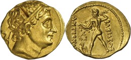 Baktrien: Diodotus I. Ca. 255-235 V. Chr.: Gold-Stater Mit Titel Antiochos II; 8,29 G; Prufeinhieb Auf Dem Avers, Min. K - Griechische Münzen