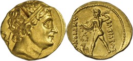 Baktrien: Diodotus I. Ca. 255-235 V. Chr.: Gold-Stater Mit Titel Antiochos II; 8,29 G; Prufeinhieb Auf Dem Avers, Min. K - Greek