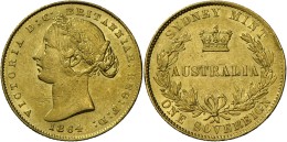 Australien: Victoria 1837-1901, Sovereign 1864, Kratzer Rf., Fast Vz. - Autres & Non Classés