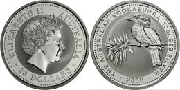 Australien: 10 Dollars 2000, KOOKABURRA, 10 OZ 999 Silver, In Original Plexikapsel, BU. - Autres & Non Classés