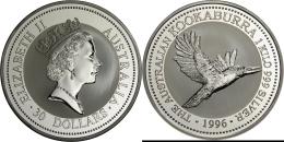 Australien: 30 Dollars 1996, KOOKABURRA, 1 Kilo 999 Silver, In Original Plexikapsel, BU. - Other & Unclassified