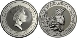 Australien: 30 Dollars 1997, KOOKABURRA, 1 Kilo 999 Silver, In Original Plexikapsel, BU. - Autres & Non Classés