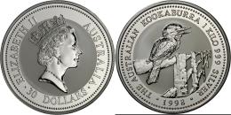 Australien: 30 Dollars 1998, KOOKABURRA, 1 Kilo 999 Silver, In Original Plexikapsel, BU. - Sonstige & Ohne Zuordnung