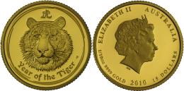 Australien - Anlagegold: Lunar Tiger: 15 $ 2010, 1/10oz, PP. - Sonstige & Ohne Zuordnung