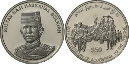 Brunei: SULTAN Haji Hassanal Bolkiah, 50 $ 1992, Zum 25-jährigen Thron Jubiläum 05. Oktober, Kleinstauflage Ma - Brunei