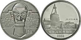 China - Volksrepublik: 20 Yuan 2002 Sichuan Sanxingdui; Silber 999, 2 Oz Feinsilber, Original Verschweißt In Braun - China
