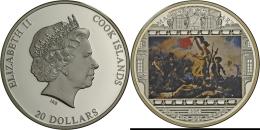 Cook Inseln: MASTERPIECES OF ART: Eugene Delacroix "Liberty Leading The People", 20 $ 2013, Im Etui, Auflage Nur 1.830 E - Cookinseln