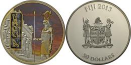 Fidschi Inseln: EGYPTIAN JEWELS: Horus, 50 $ 2013, Auflage Nur 999 Ex., 2 Oz Feinsilber, Im Schweberahmen, PP. - Fiji