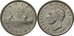 Kanada: 1 Dollar 1945 Kanu, KM #37, Feine Kratzer, Sehr Schön-vorzüglich. - Canada