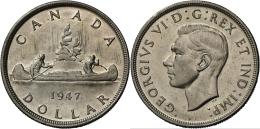 Kanada: 1 Dollar 1947 Kanu, KM #37, Feine Kratzer, Sehr Schön-vorzüglich. - Canada