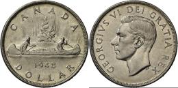 Kanada: 1 Dollar 1948 Kanu, KM #46, Seltener Jahrgang, Feine Kratzer, Sehr Schön. - Canada