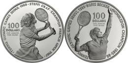 Niue: Lot 2 X 100 Dollars 1987, Olympische Spiele Seoul 1988, (1 X Boris Becker + 1 X Steffi Graf),  Silber 999, Je 155, - Niue