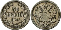 Finnland: 50 Pennia 1868 S, KM 2,1, Sehr Seltener Jahrgang, Schön-sehr Schön. - Finland