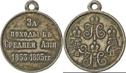 Russland: Nikolaus II. 1894-1917: Tragbare Silber-Verdienstmedaille Für Teilnehmer An Den Feldzügen In Zentral - Russland