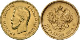 Russland - Anlagegold: Nikolaus II., 1894-1917: 10 Rubel 1899, St. Petersburg, 8,60g, Friedberg 161, Bitkin 6, Gold, Win - Russia