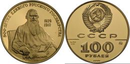 Russland - Anlagegold: Tolstoi Denkmal: 100 Rubel 1991, ½oz Gold (14.000 Ex.), Im Etui Und Zertifikat/Umkarton, P - Russland