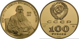 Russland - Anlagegold: Tolstoi Denkmal: 100 Rubel 1991, ½oz Gold (14.000 Ex.), Im Etui Und Zertifikat/Umkarton, P - Russia