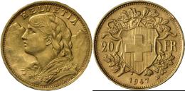 Schweiz - Anlagegold: 20 Franken 1947 B (Vreneli), KM 35, Kratzer Auf Av, Vorzüglich. - Sonstige & Ohne Zuordnung