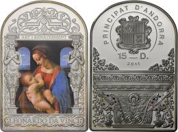 Andorra: MASTERPIECES OF ART: Leonardo Da Vinci "Madonna Litta", 15 Dinar 2011, Im Etui, Auflage Nur 3000 Ex., 50g Feins - Andorra