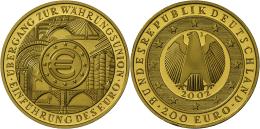 Deutschland - Anlagegold: 200 Euro 2002 A, Währungsunion, J. 494, In Originalkapsel, Mit Zertifikat Und Originaletu - Germany