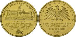 Deutschland - Anlagegold: 100 Euro 2011 A, Wartburg Bei Eisenach, J. 566, In Originalkapsel, Stempelglanz. - Allemagne